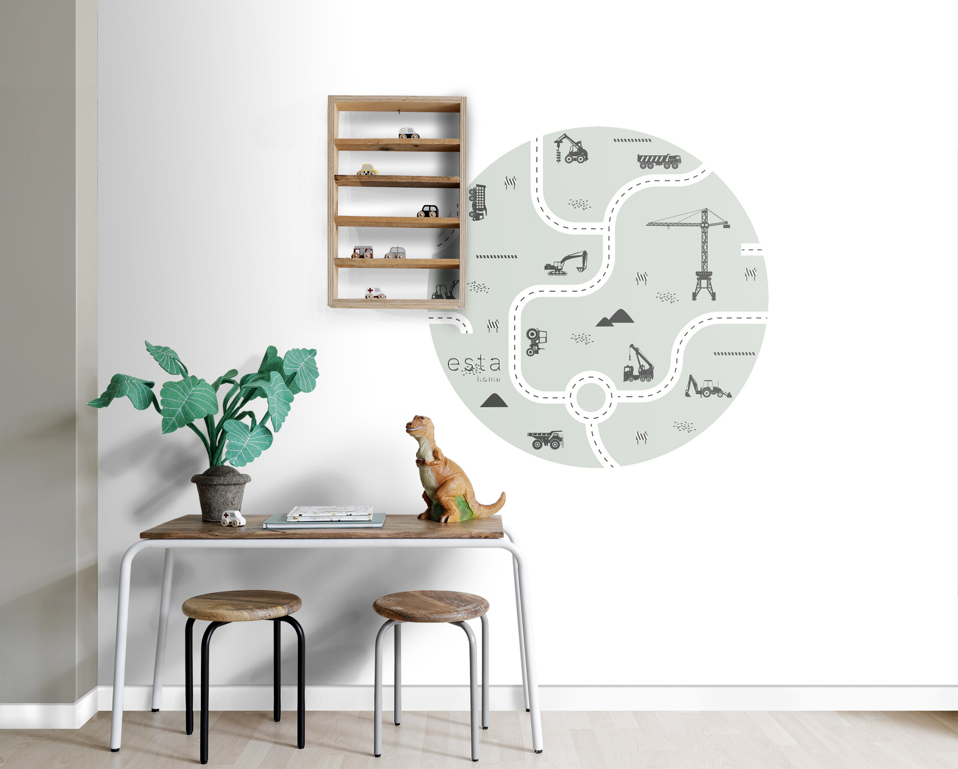 Vlies Wandbild Baustelle Straßen rund mint 70 cm 159066