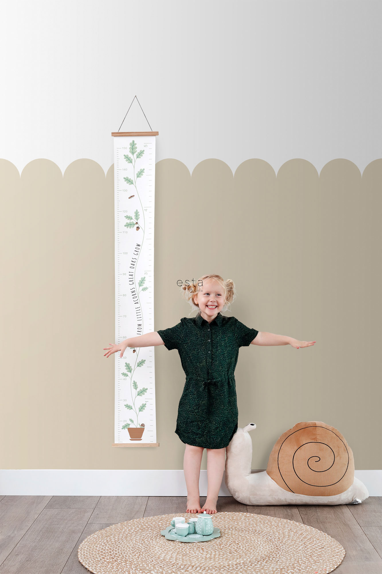 Wandbild zweifarbig halbhohe Wandverkleidung 2 Bahnen beige