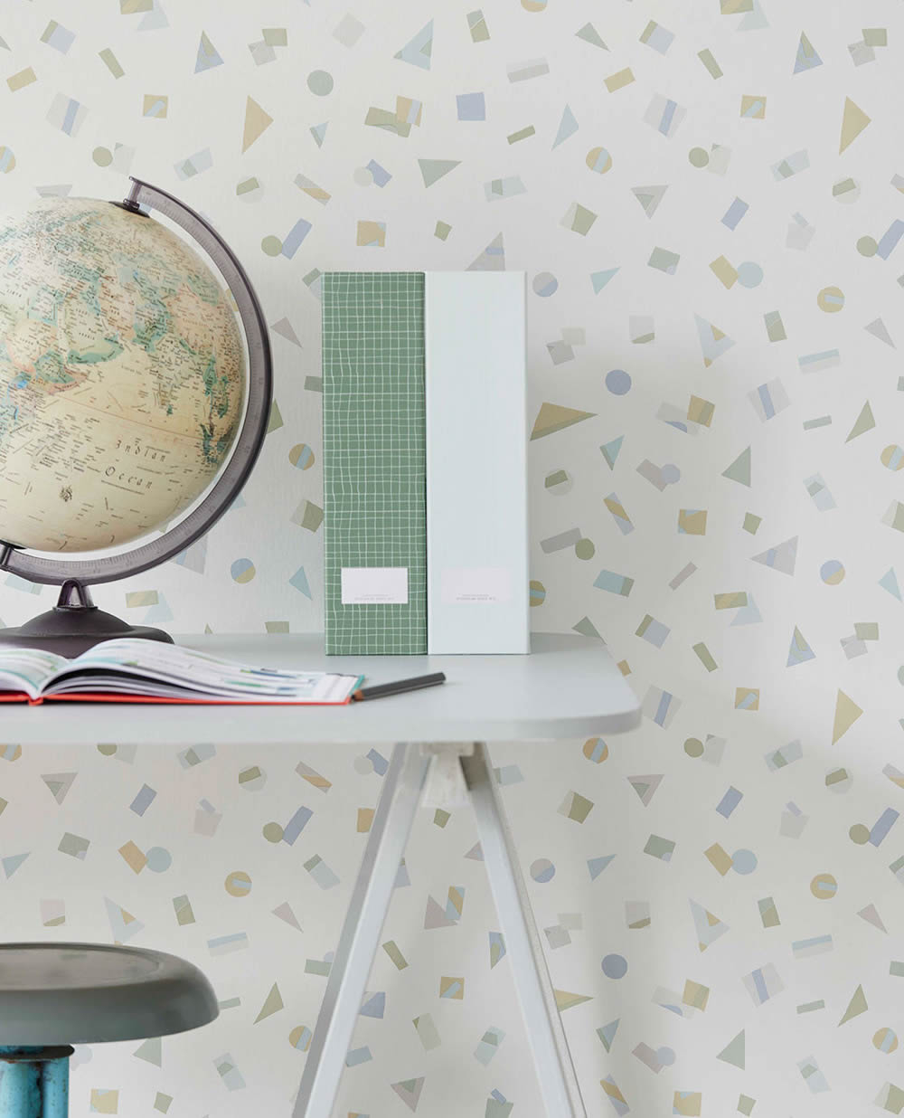 pattern triangles and circles non-woven wallpaper blue and green Explore Eijffinger 323073-55-323073