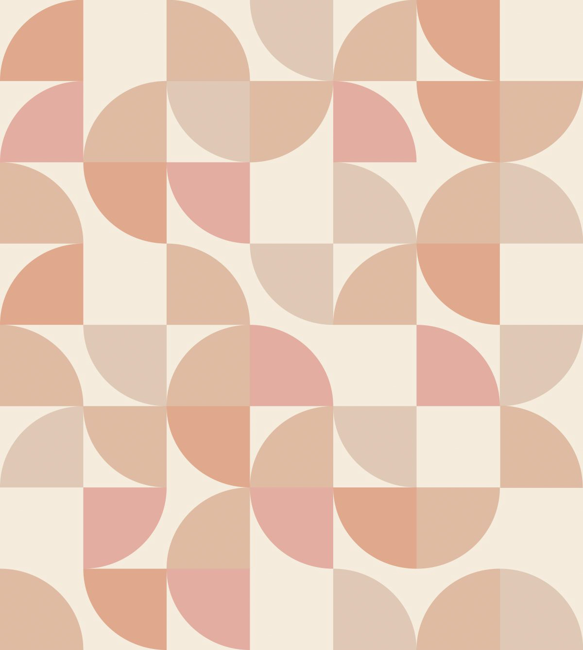 Wandbild Viertelkreise retro rosa beige 250 x 279 cm 159387