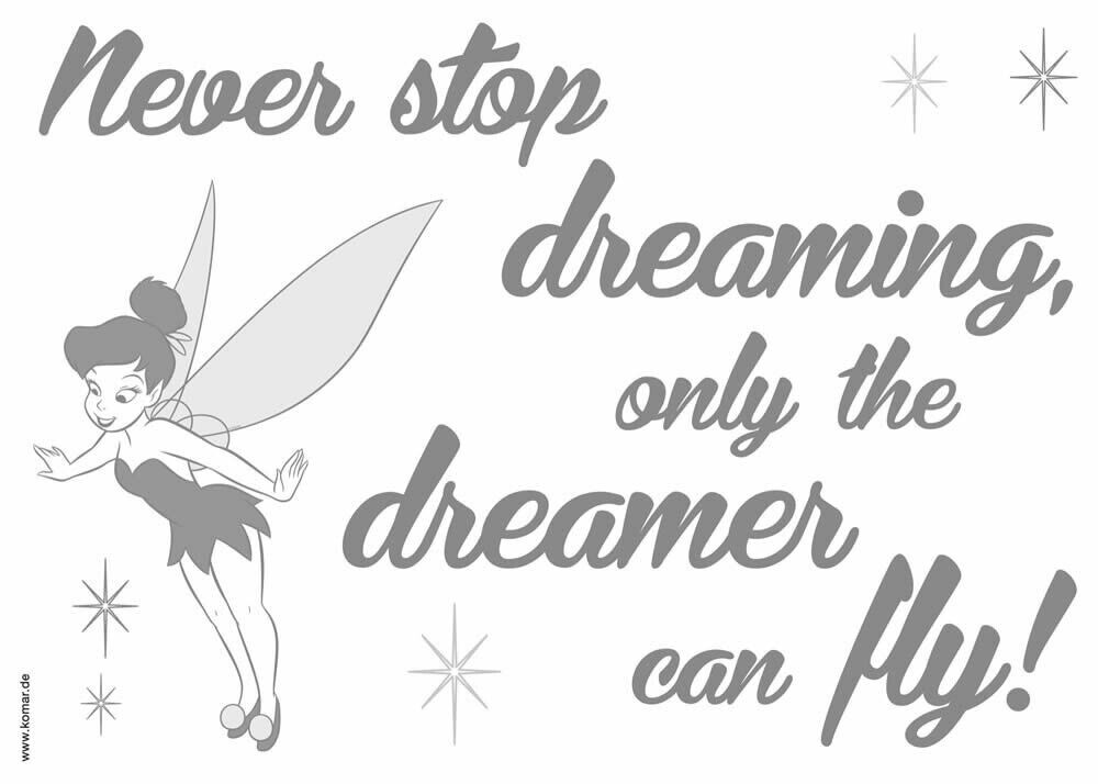 Wandsticker selbstklebend Tinkerbell Never Stop Dreaming Grau-58-14001