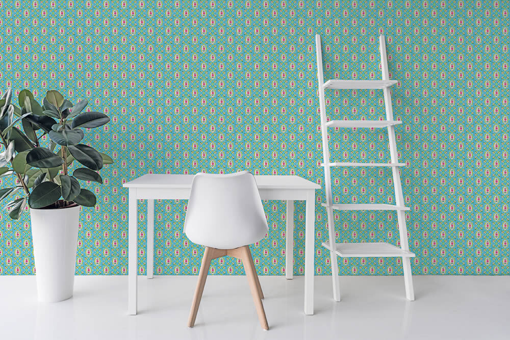 Wandbild Blau Grün Portraits Blumen-65-TD4040