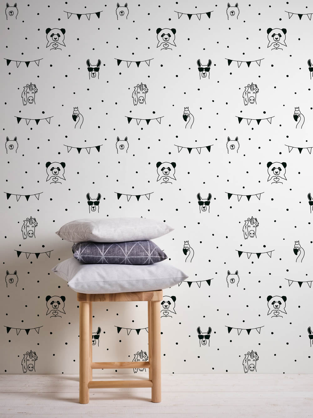 animal themed party wallpaper black and white Little Love AS Creation 381382-8-381382.1M