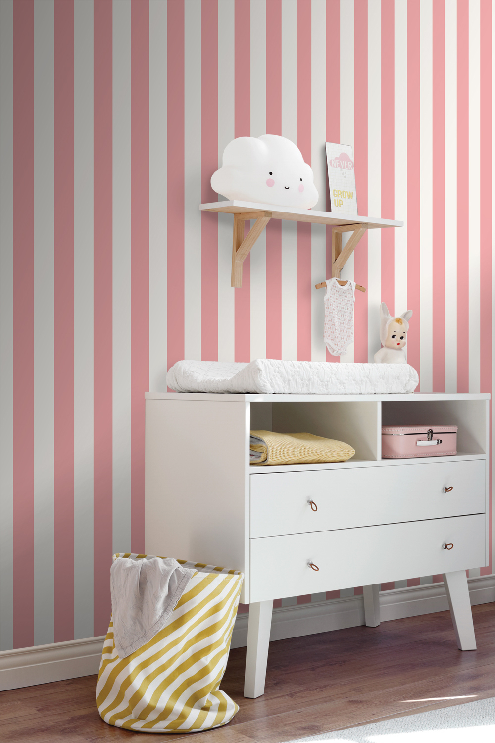 Tapete Tapete Streifen rosa weiß modern Vlies 139906