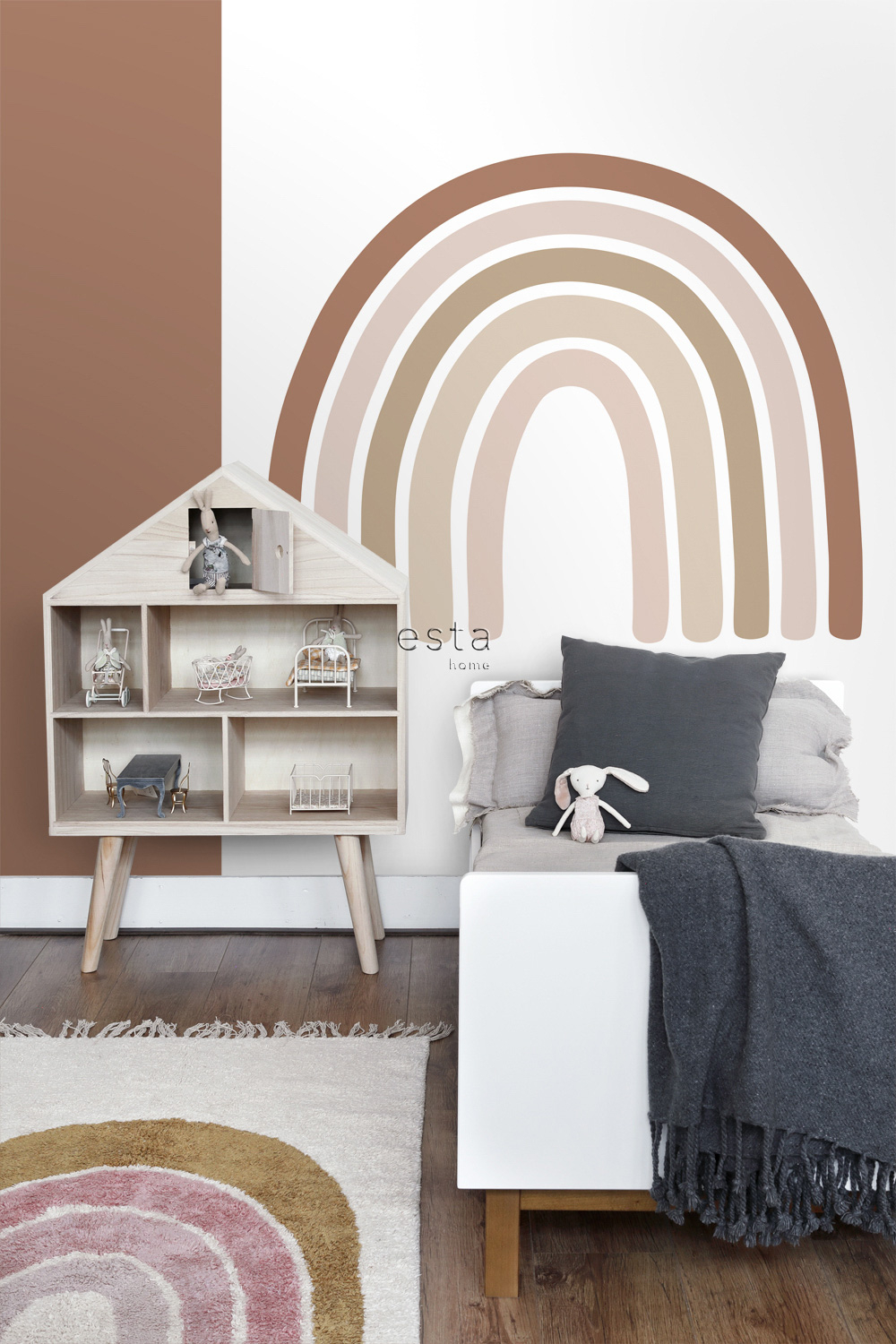 Wandbild Regenbogen Boho pastell weiß 150 x 279 cm 159053