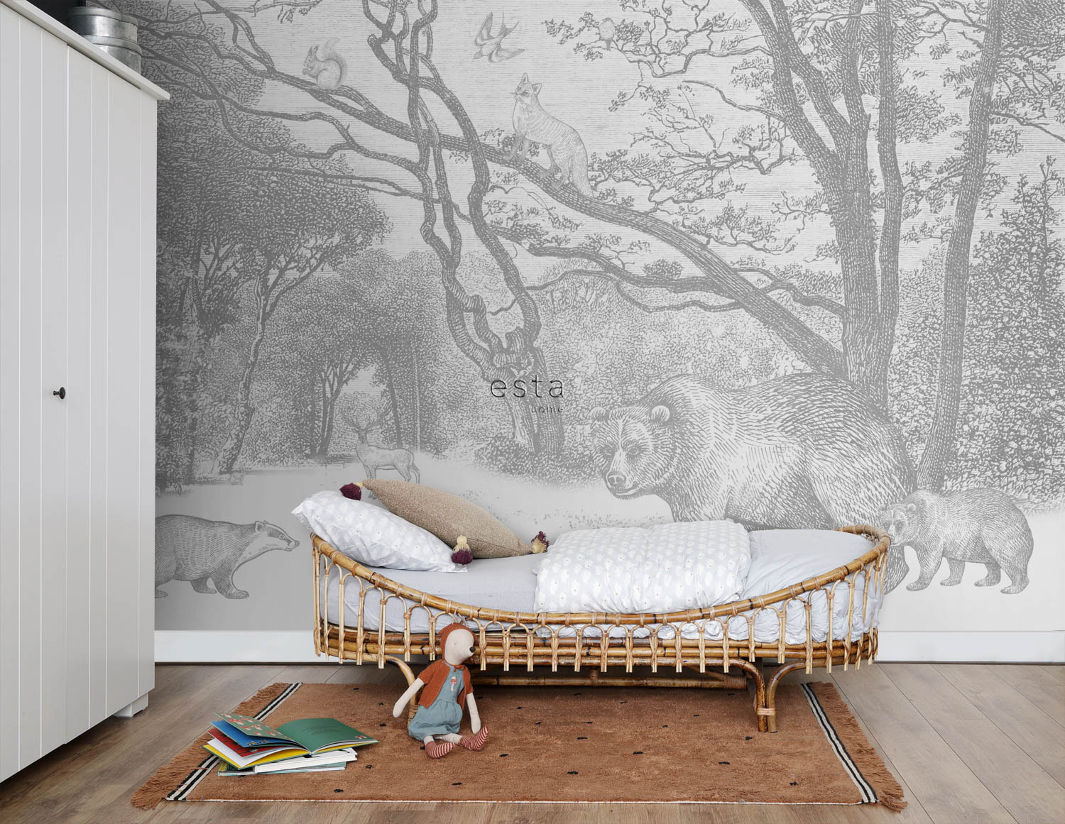 Waldtiere Wandbild Bären grau 350 x 279 cm 159065
