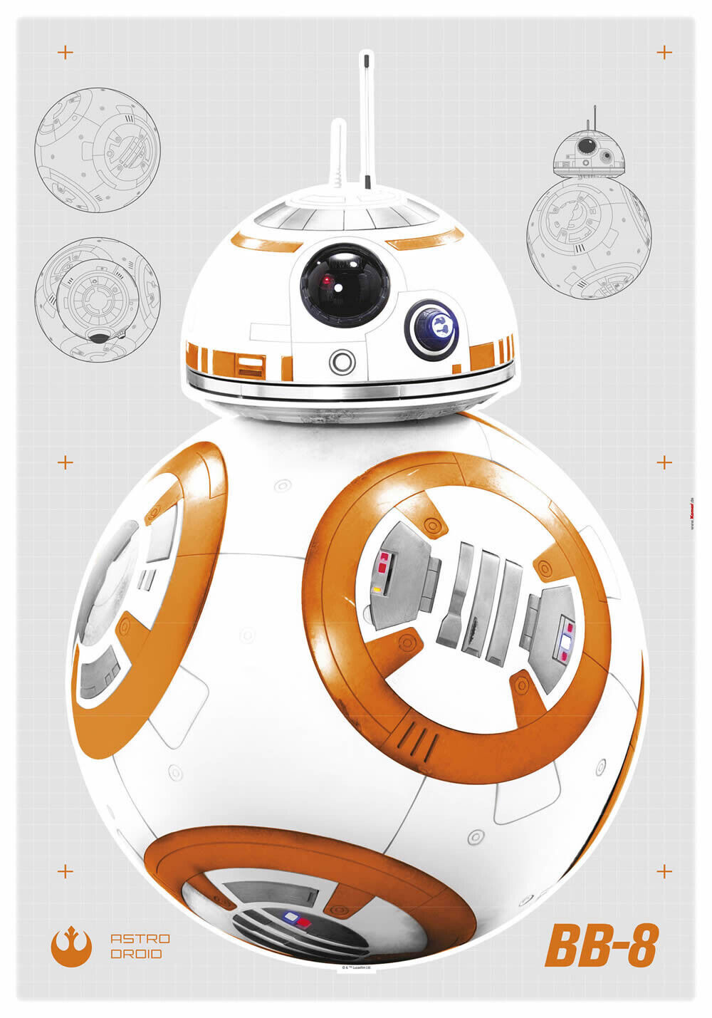 Wandsticker selbstklebend Star Wars BB8 Roboter Droiden gelb weiss-58-14726