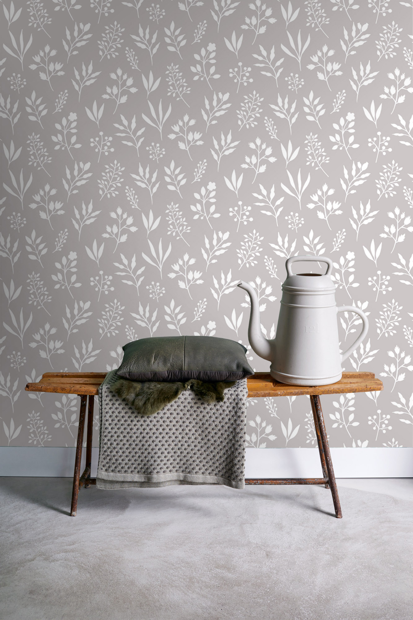 Tapete Blättertapete Scandi Style grau Vlies 139084