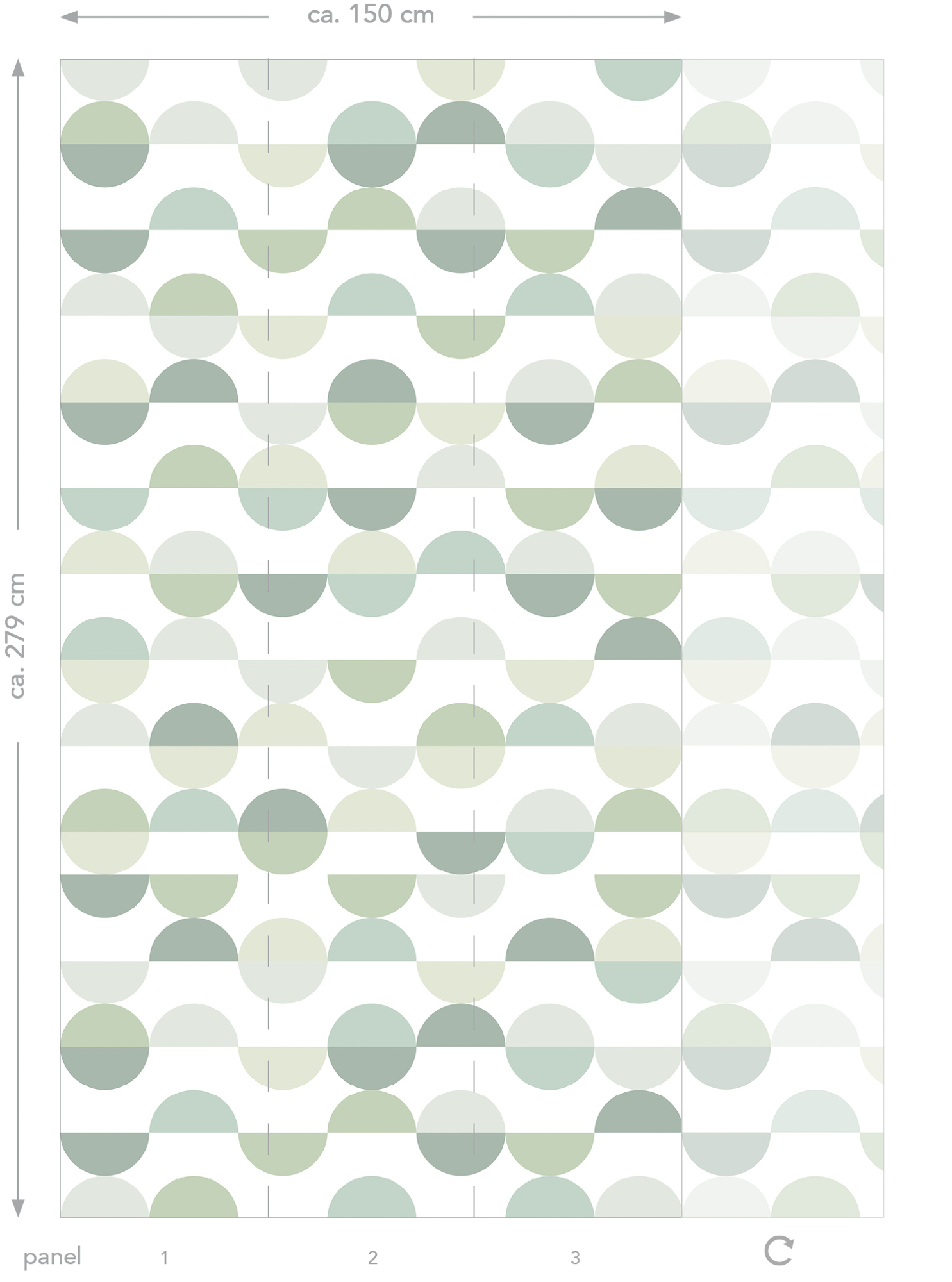 Wandbild grüne Halbkreise Retro weiß 150 x 279 cm 158904