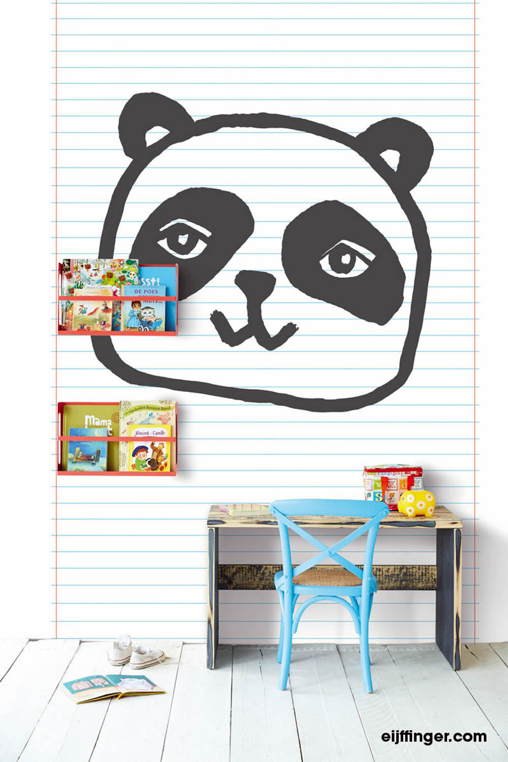 Panda mural black stripes-55-364104