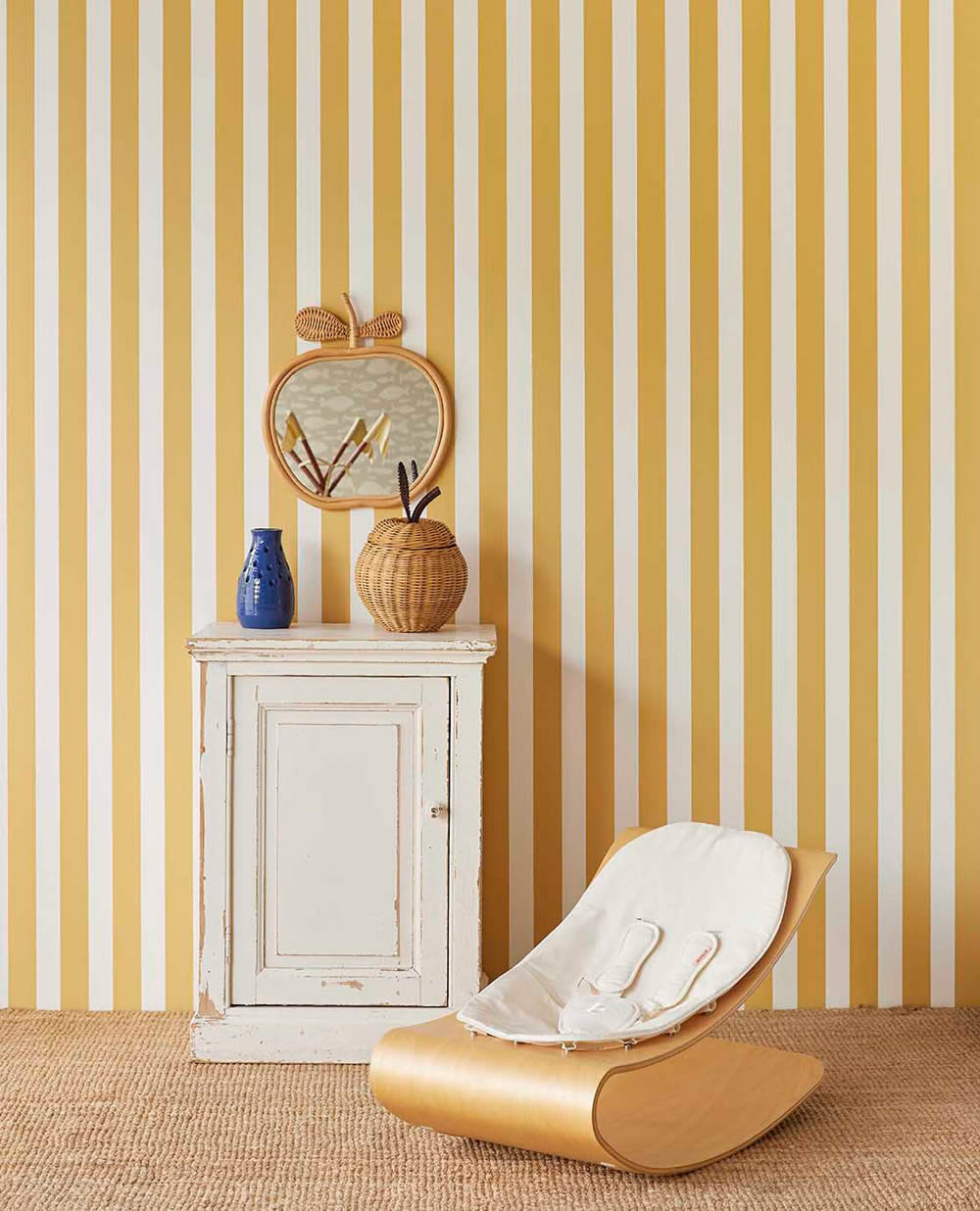 stripe bar non-woven wallpaper yellow and white Explore Eijffinger 323044-55-323044