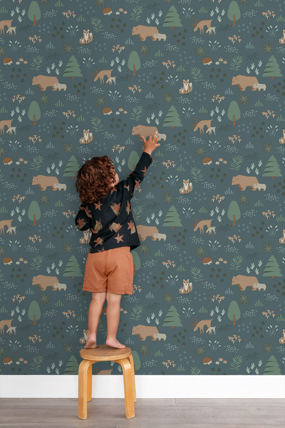 Tapete Waldtiere Vlies vintageblau 139248