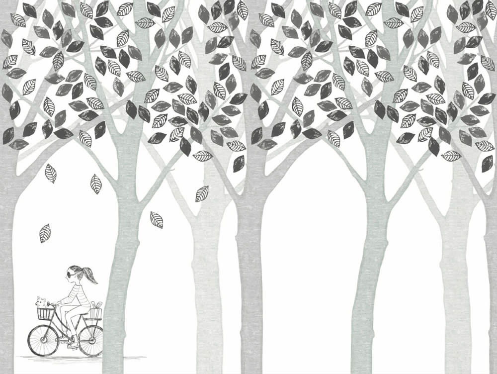 Xl mural green forest bike-55-364197
