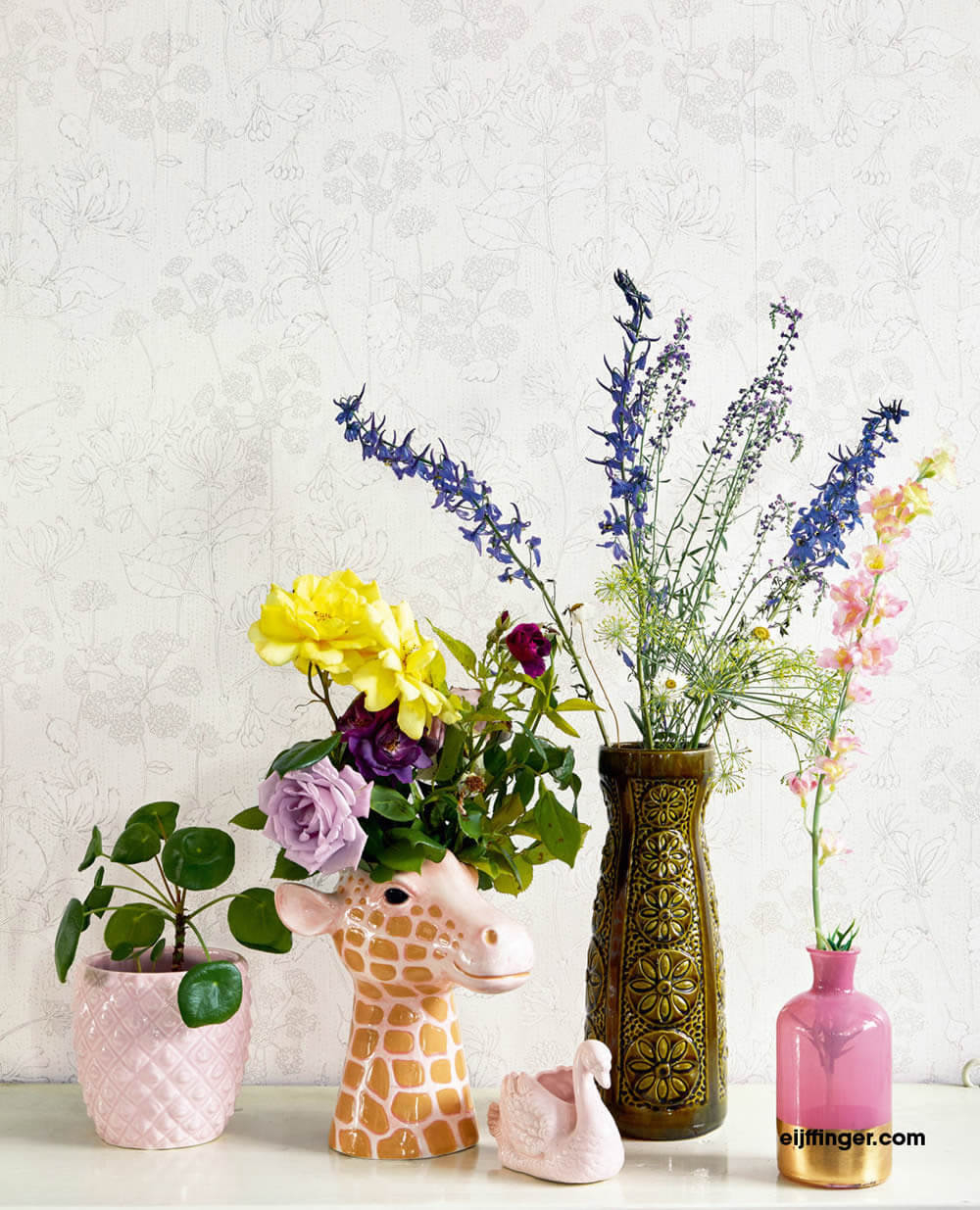 Gloss Pearl White Wallpaper Flowers White-55-383564