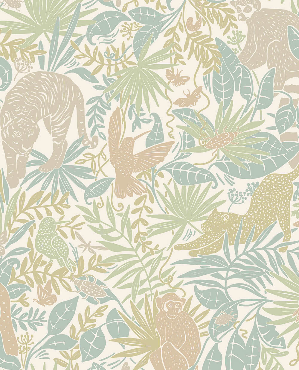 jungle nature motifs non-woven wallpaper blue and green Explore Eijffinger 323020