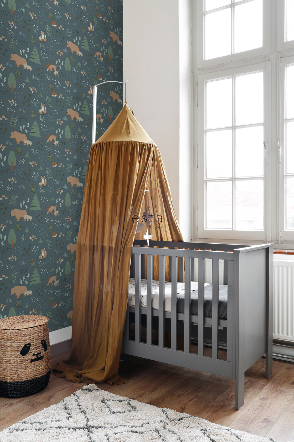 Tapete Waldtiere Vlies vintageblau 139248