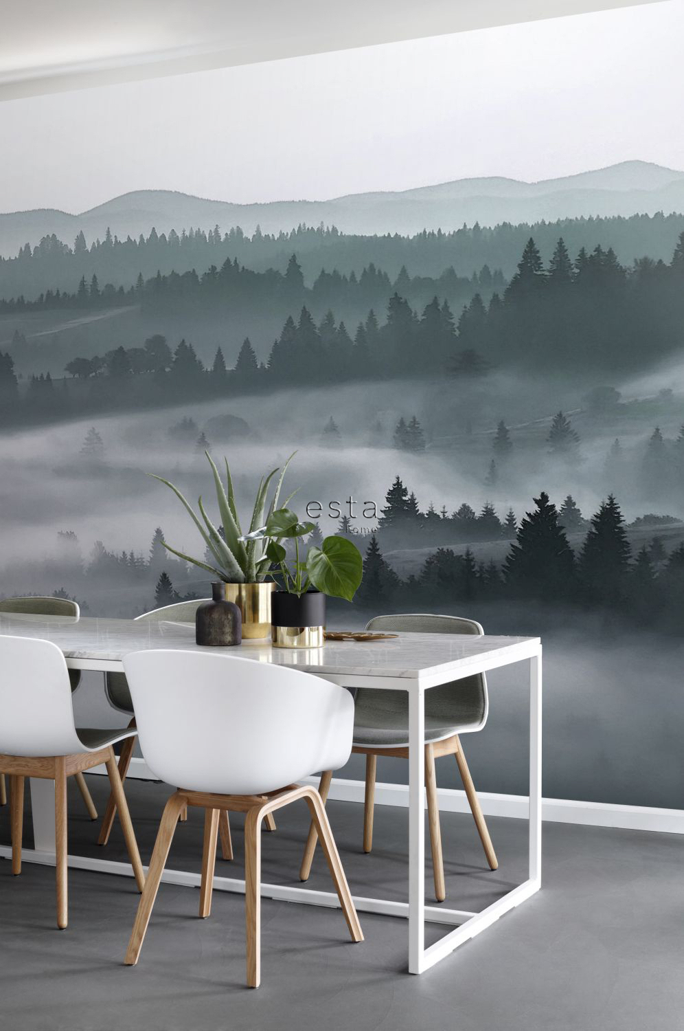 Wandbild Nebelberge Landschaft grün 279 x 279 cm 158910