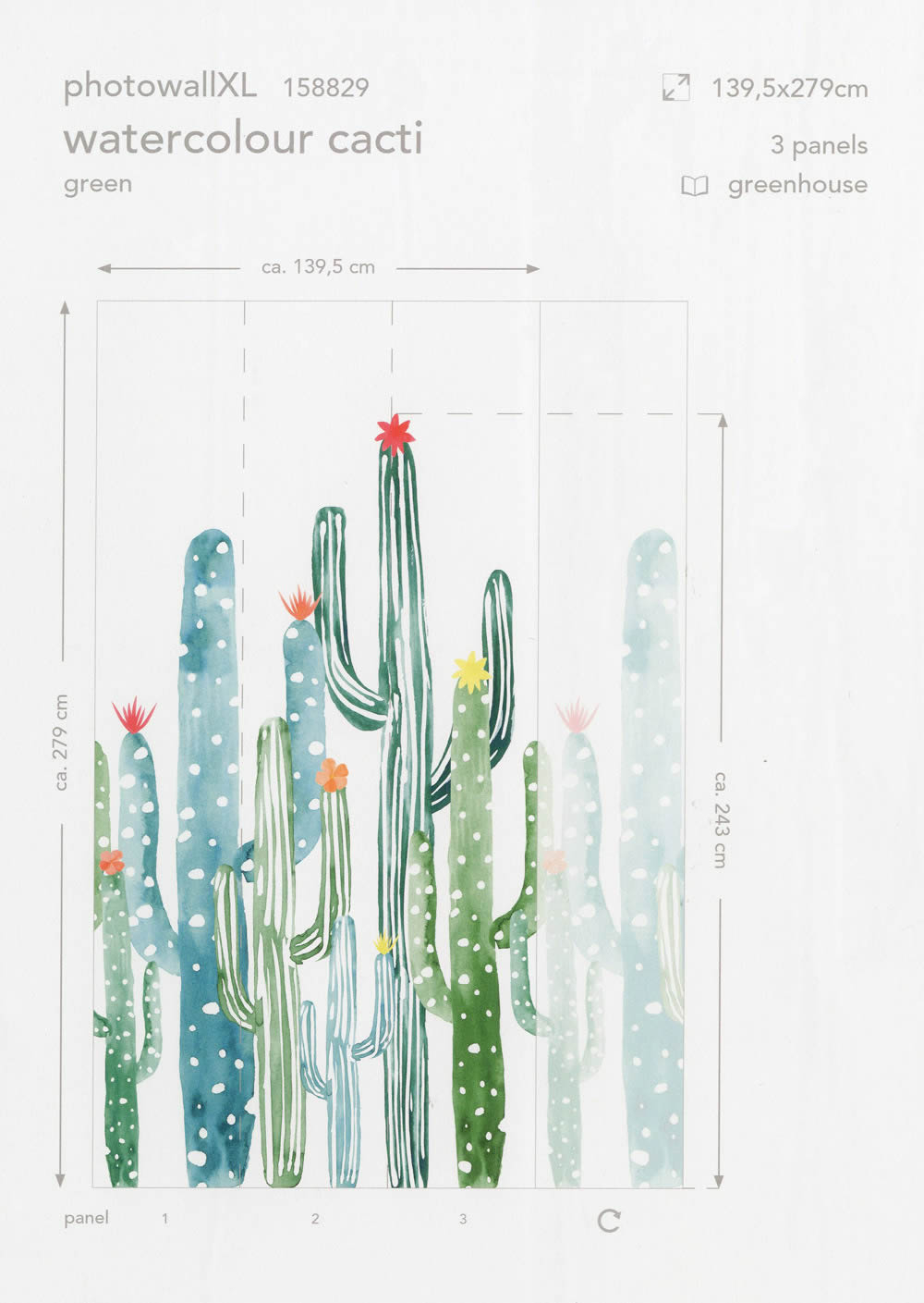 Mural Cactus Green Xl-23-158829