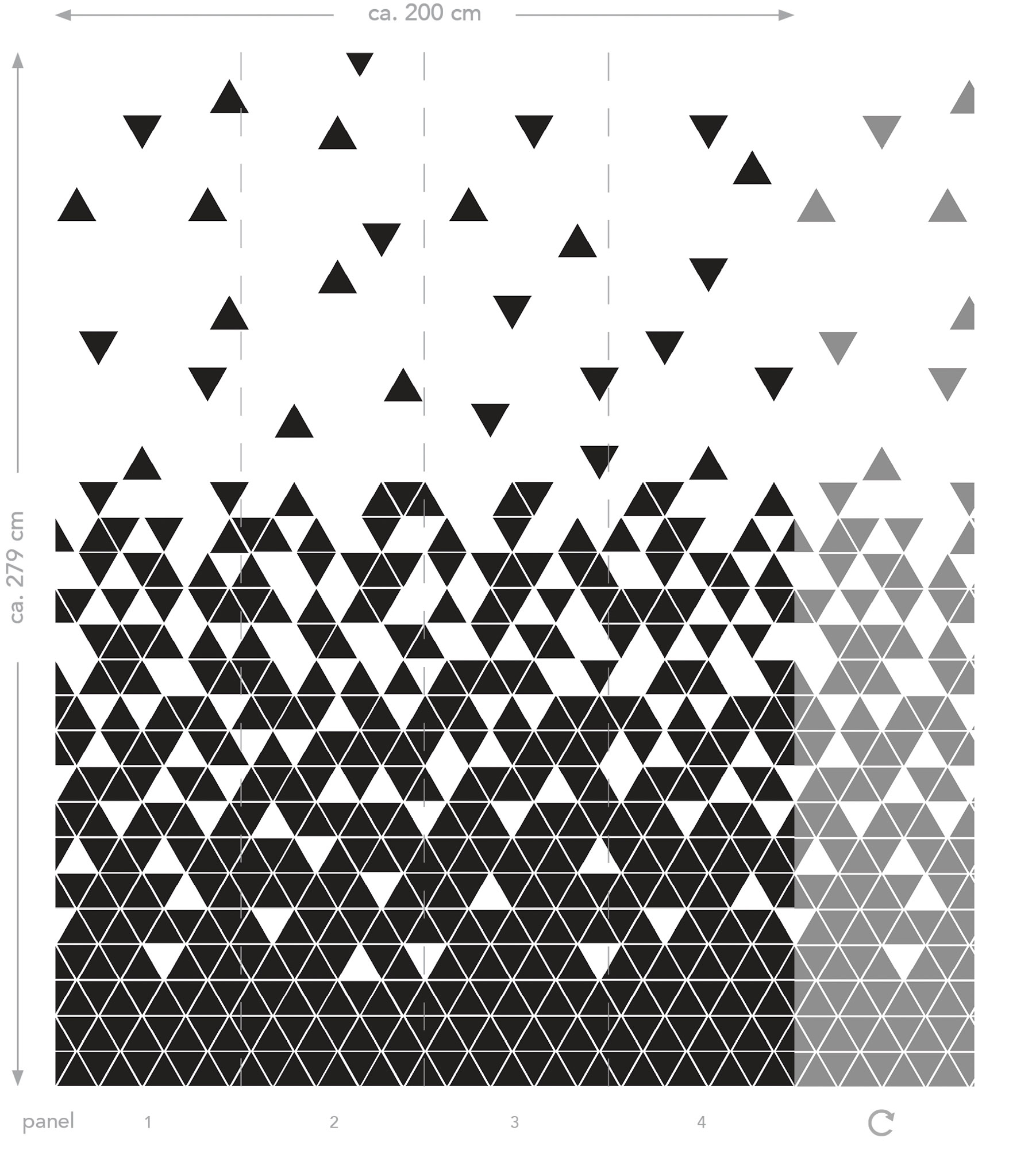 Wandbild Dreiecke schwarz weiß 200 x 279 cm 158906