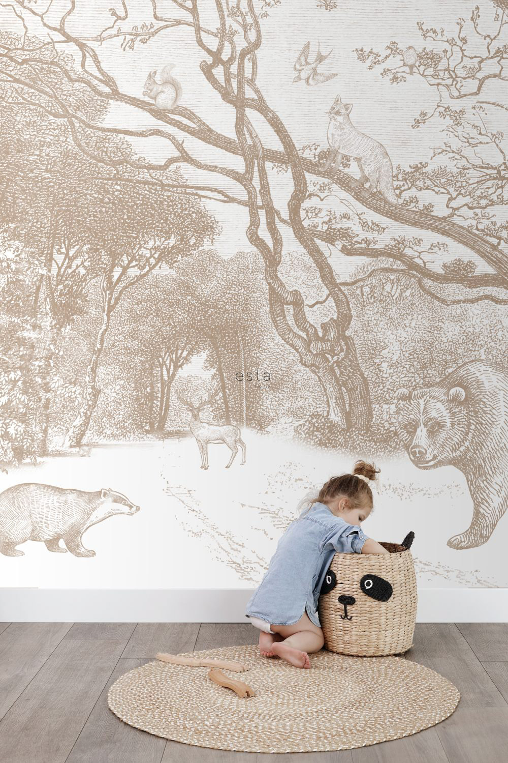 Wandbild Waldtiere beige 350 x 279 cm 159064