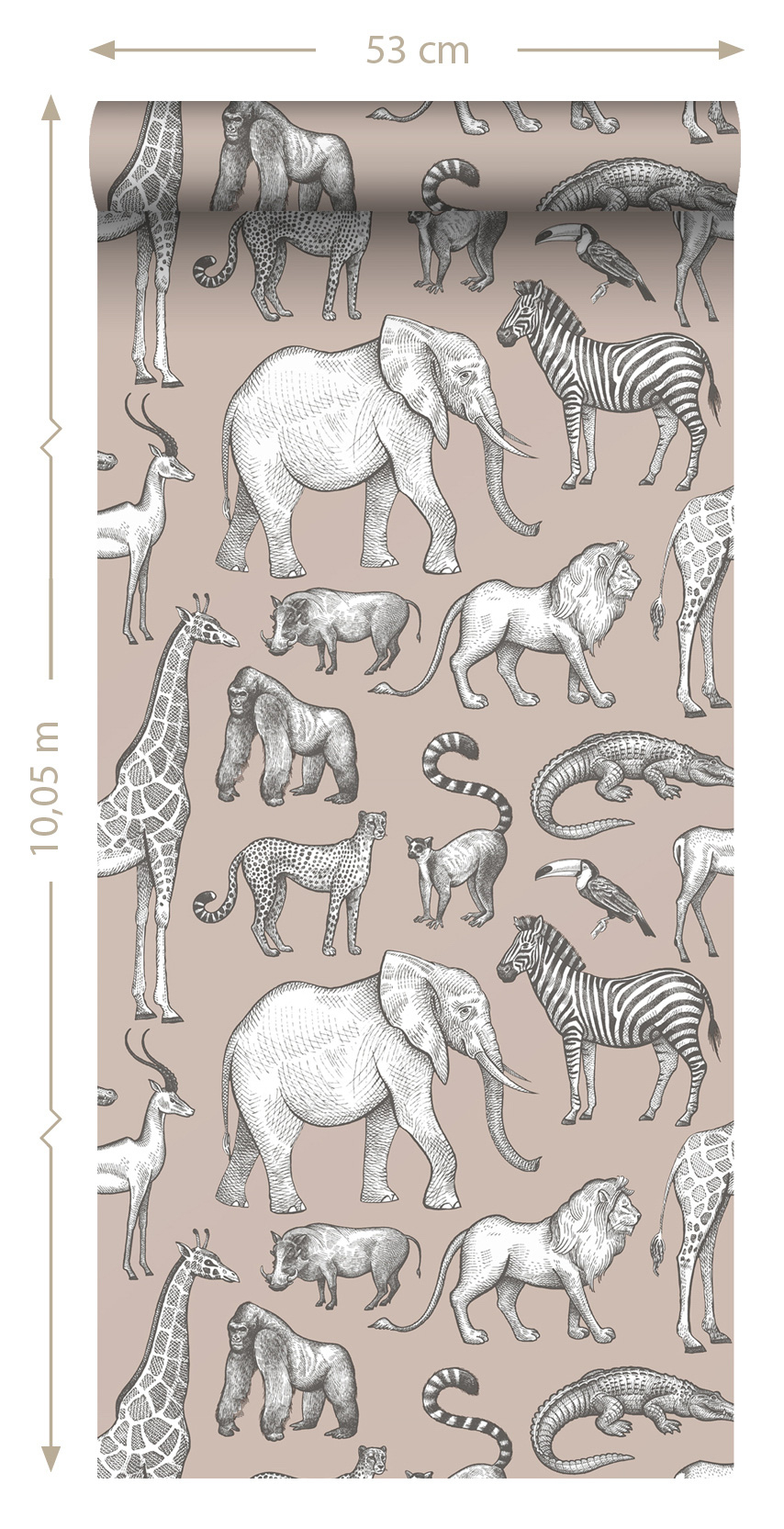 Tapete Tiere afrikanische Tiere Vlies altrosa 139271