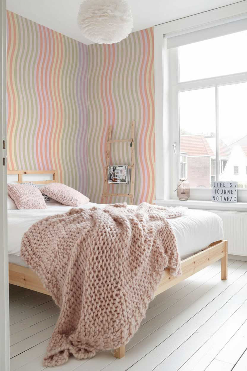 Wellenmuster Wandbild Pastell rosa 300 x 279 cm 159513