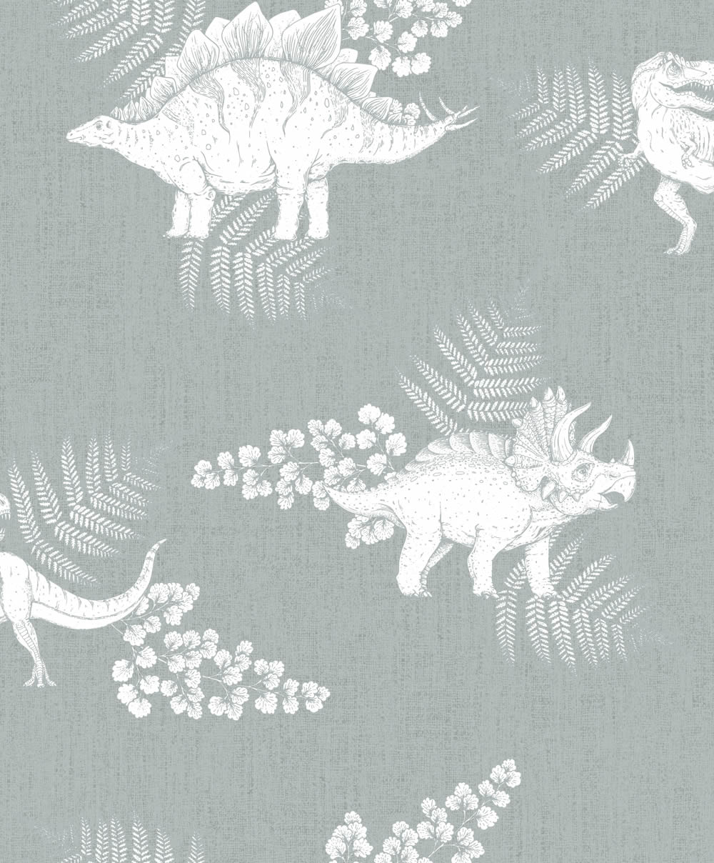Dinos und Blumenranken Tapete grau und weiß Kids Walls Marburg 45805