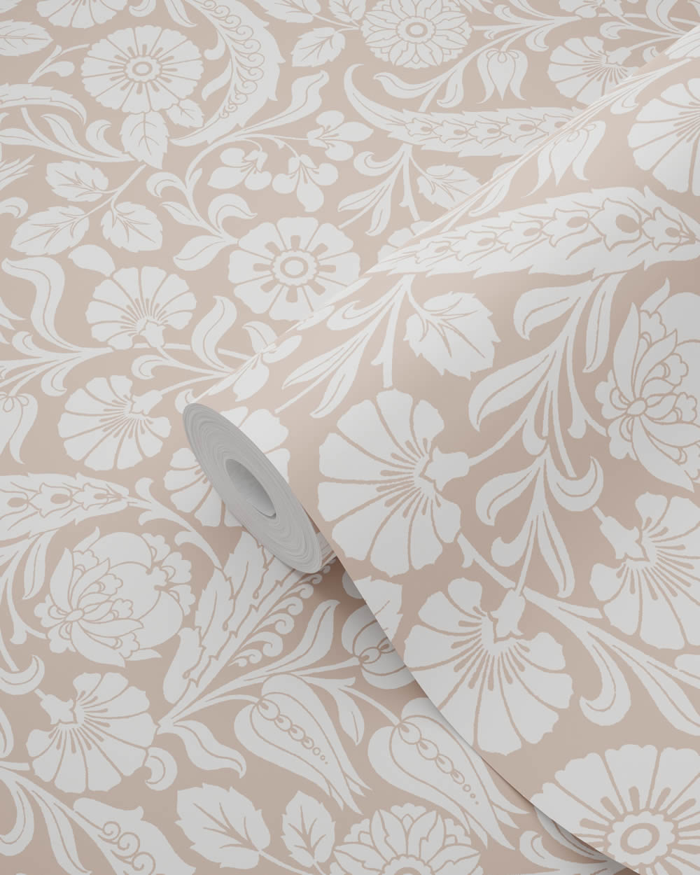 Tapete Vintage Blumen Blätter rosa 139330