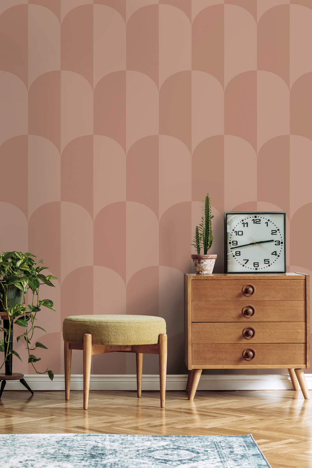 Tapete Vliestapete Art Deco Bögen terracotta rosa 131238