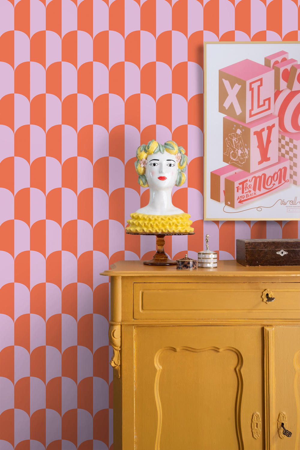 Tapete Art Deco Tapete Bögen lila orange Vlies 139982