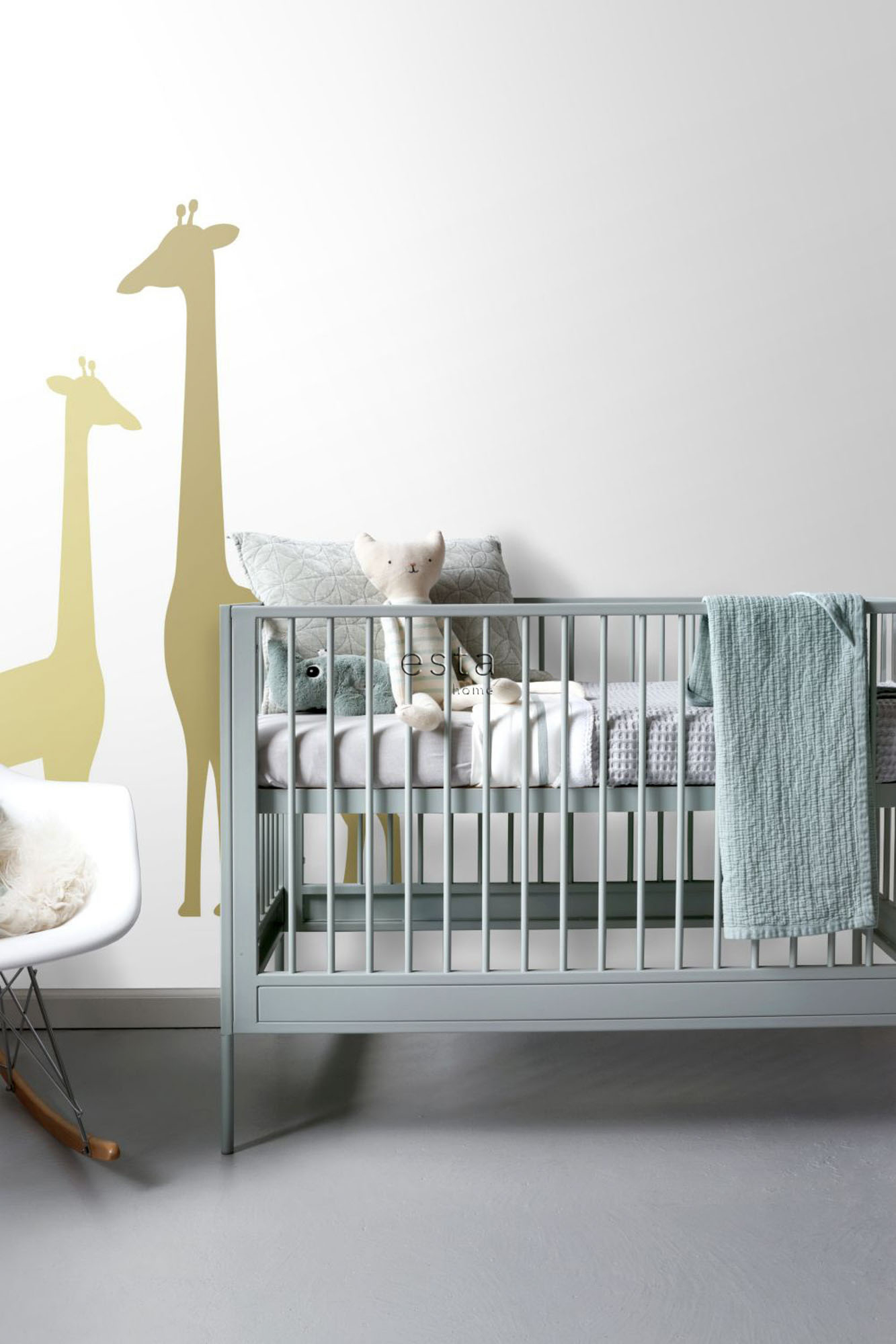 Wandbild Giraffen senfgelb weiß 150 x 279 cm 158925