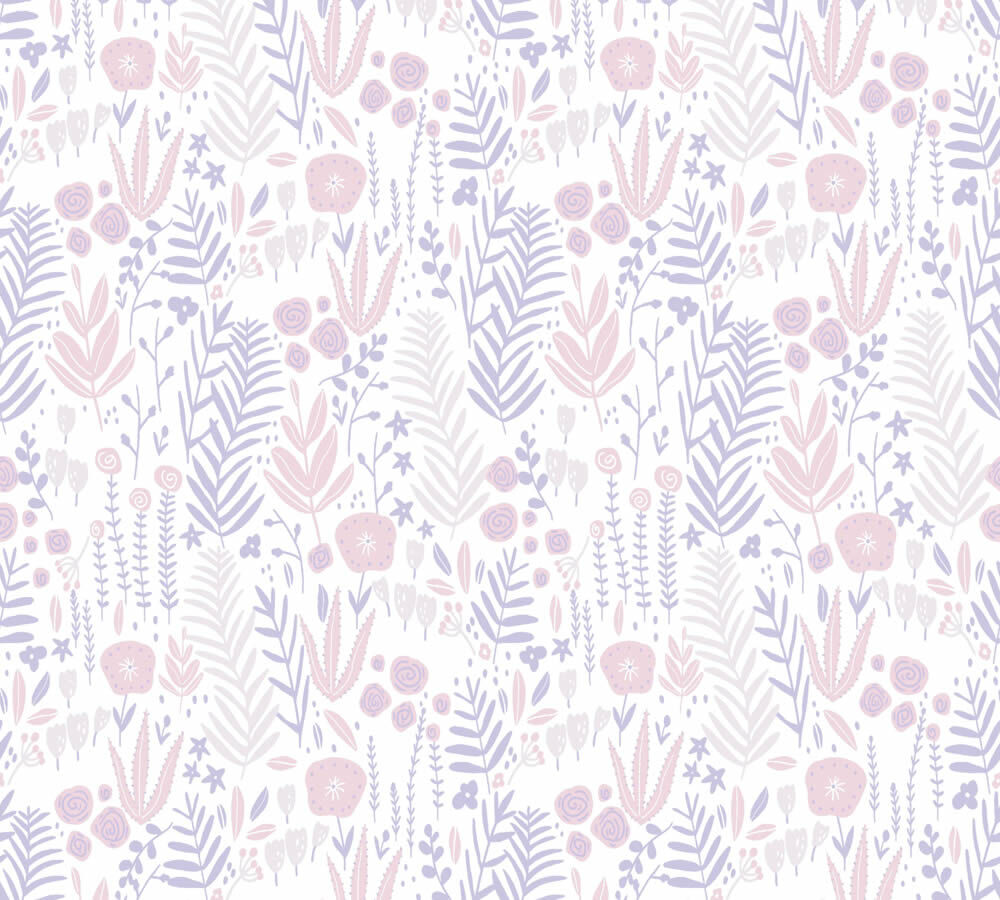 leaf motif purple and pink non-woven wallpaper Little Love AS Creation 381181