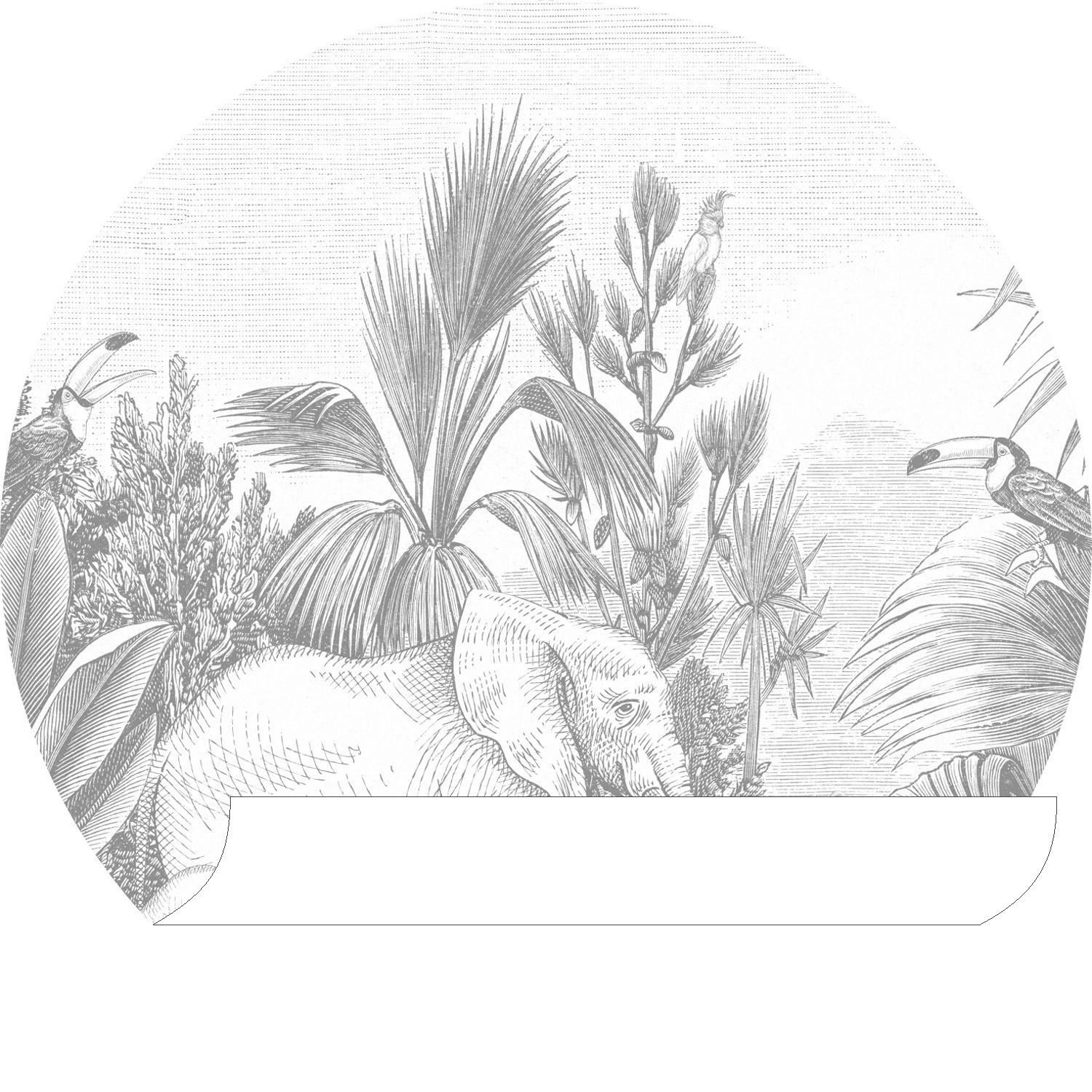 Dschungeltiere Wandbild rund grau 70 cm Vlies 159075