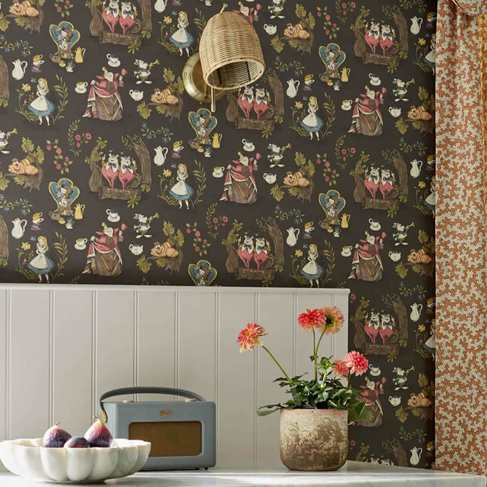 Non-woven wallpaper Alice in Wonderland Disney brown DDIW217288-60-DDIW217288.1M