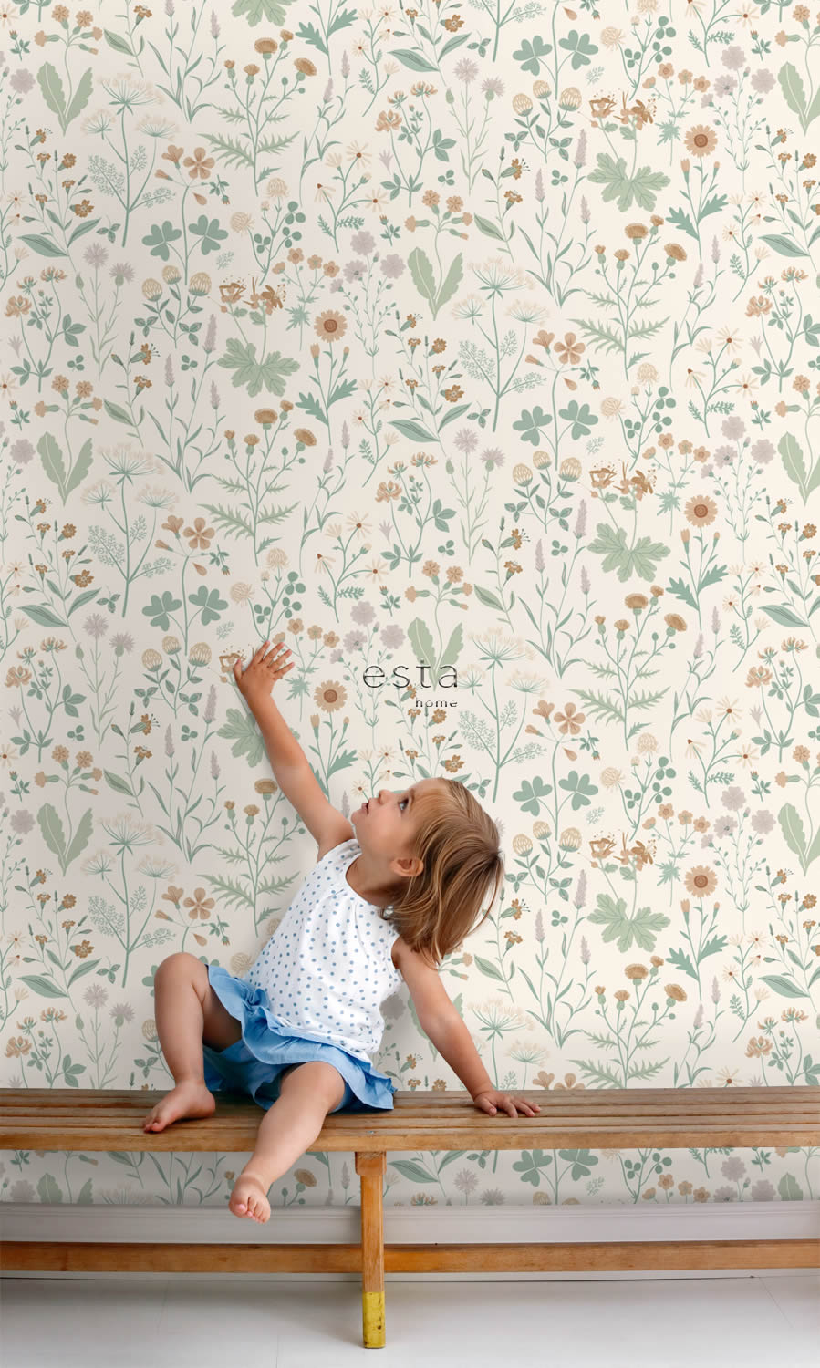 Tapete Scandi Feldblumen pastellfarben creme Vlies 139481