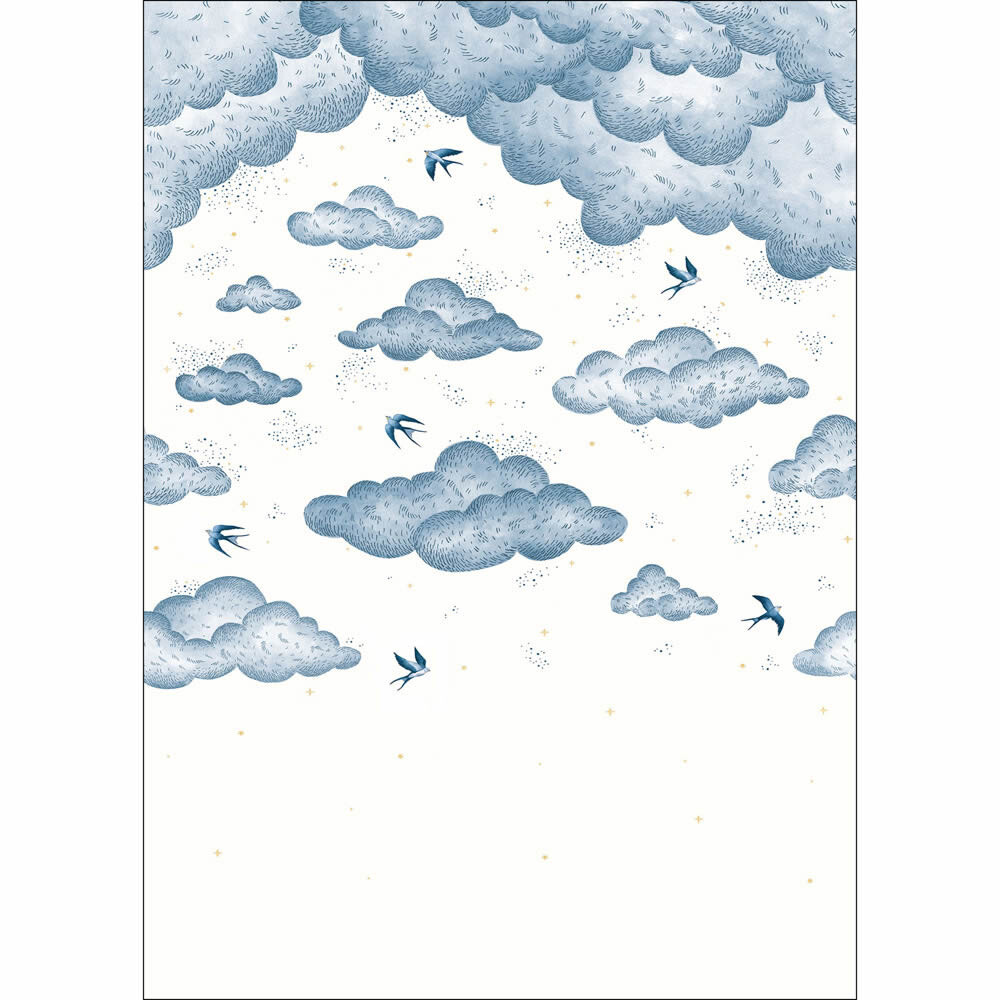 Wandbild M Wolkentapete über den Wolken Sterne blau weiß PMW105186003