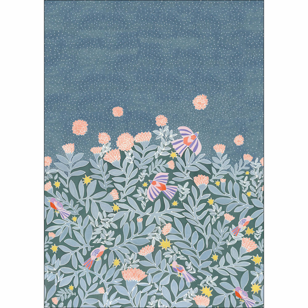 Wandbild M Sternenhimmel romantische Ranken Blumen blau PMW104836503