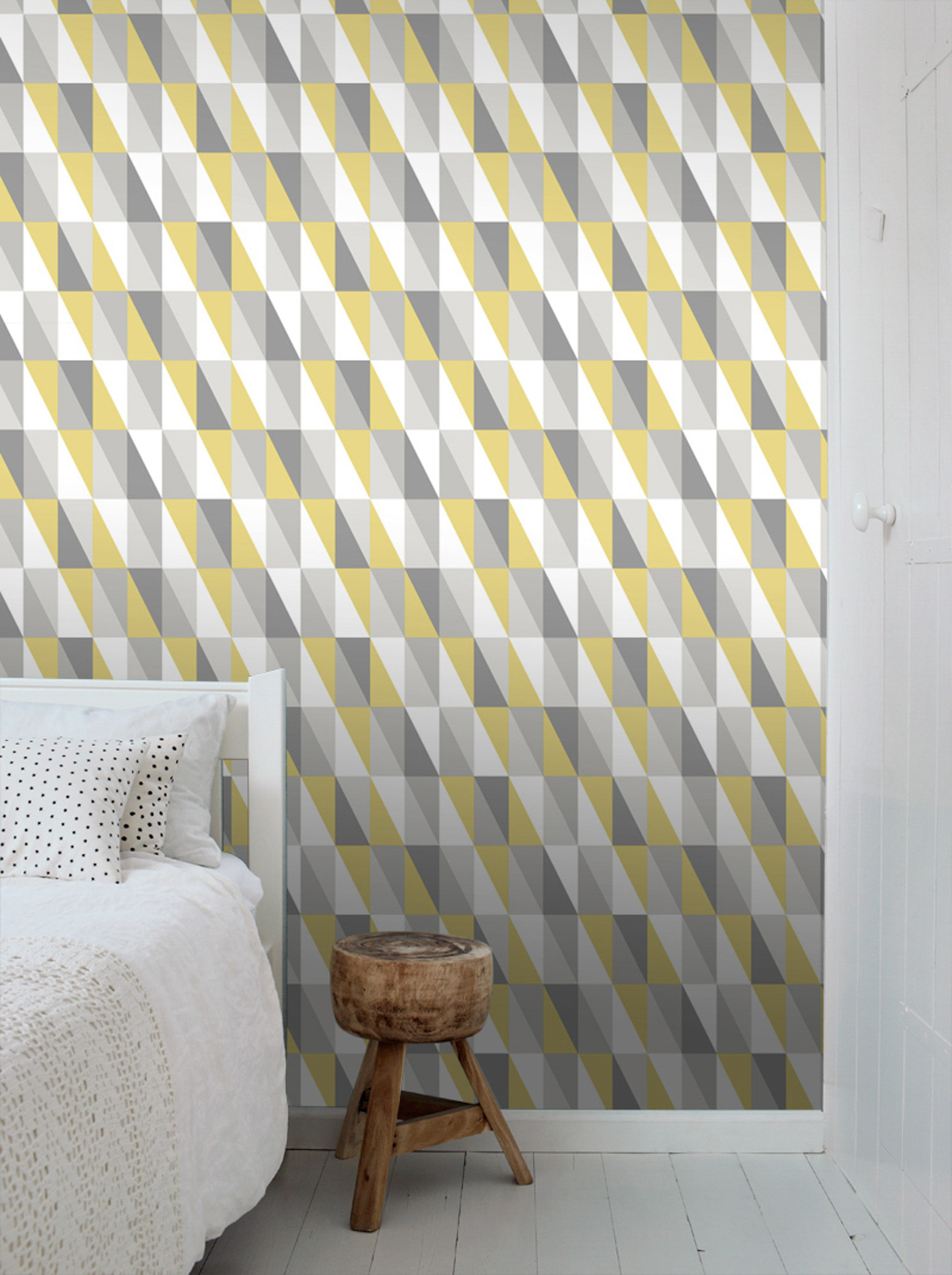 Dreieck Tapete Scandi senfgelb grau Vlies 138921