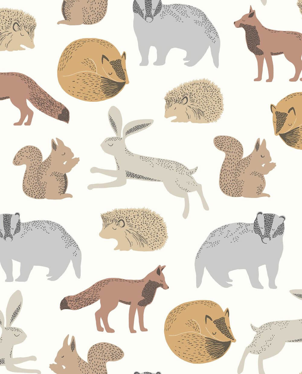 wallpaper beige brown forest animals children