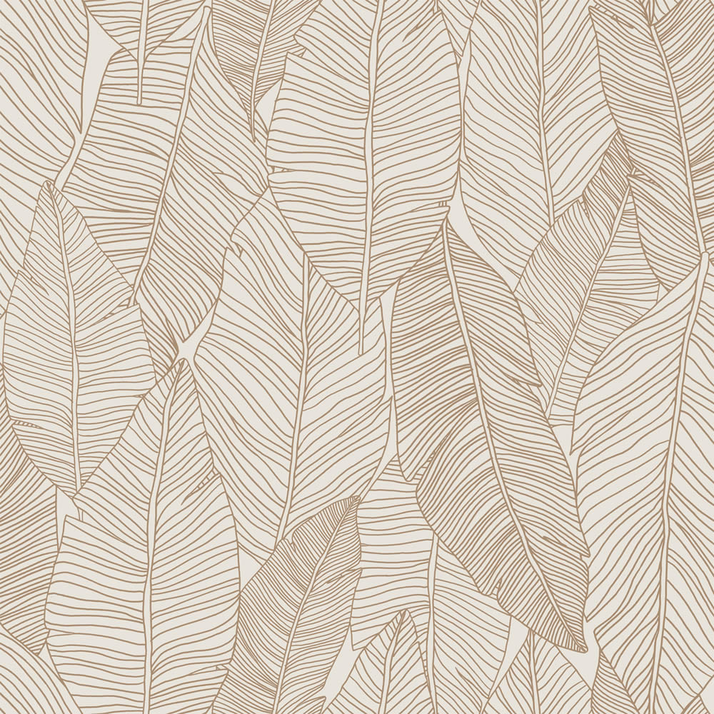 Non-woven wallpaper leaves line art beige 139352