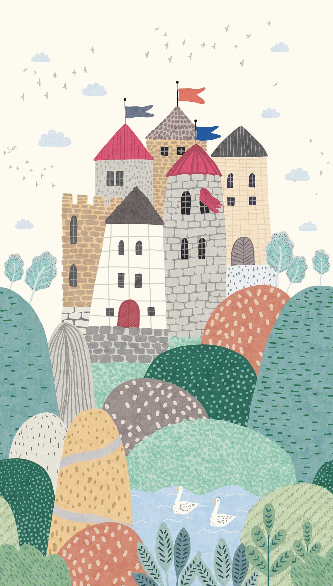 Wandbild Ritterburg Berge 159 x 280 cm 792889