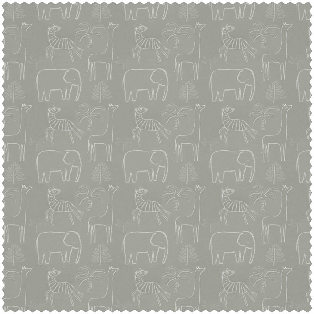 Stoff Zootiere Giraffe Zebra Elefant grau HLTF133537