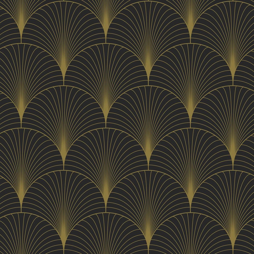 Tapete Fächer Muster grafisch schwarz 139457