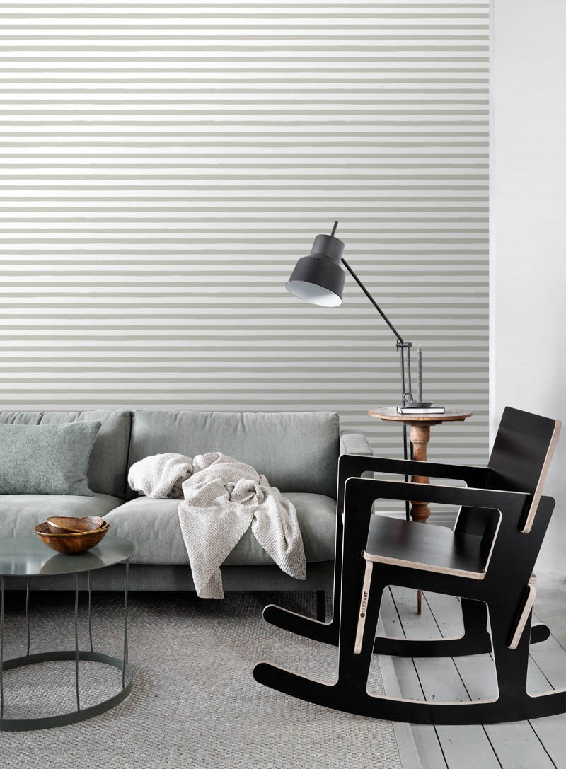 Querstreifen Tapete beige weiß Vlies 138968