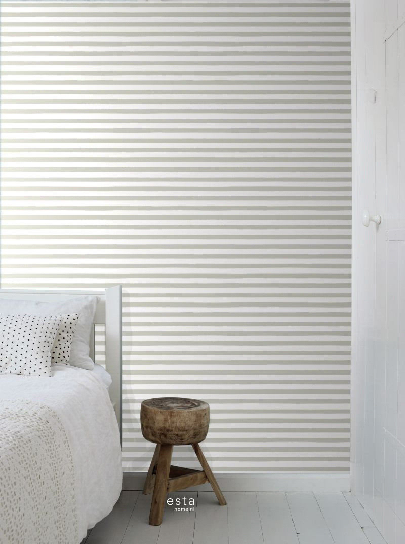 Querstreifen Tapete beige weiß Vlies 138968