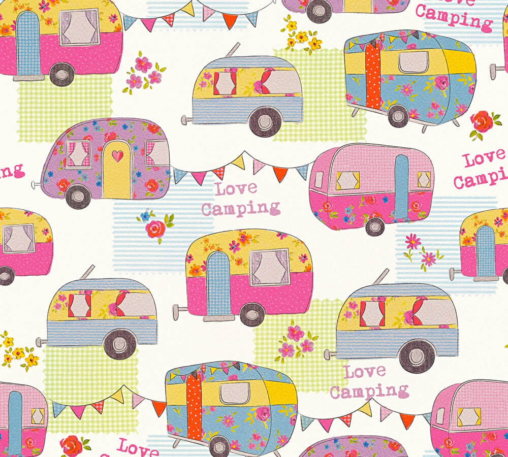 Papiertapete Bunte Wohnwagen-8-34345-3.1M