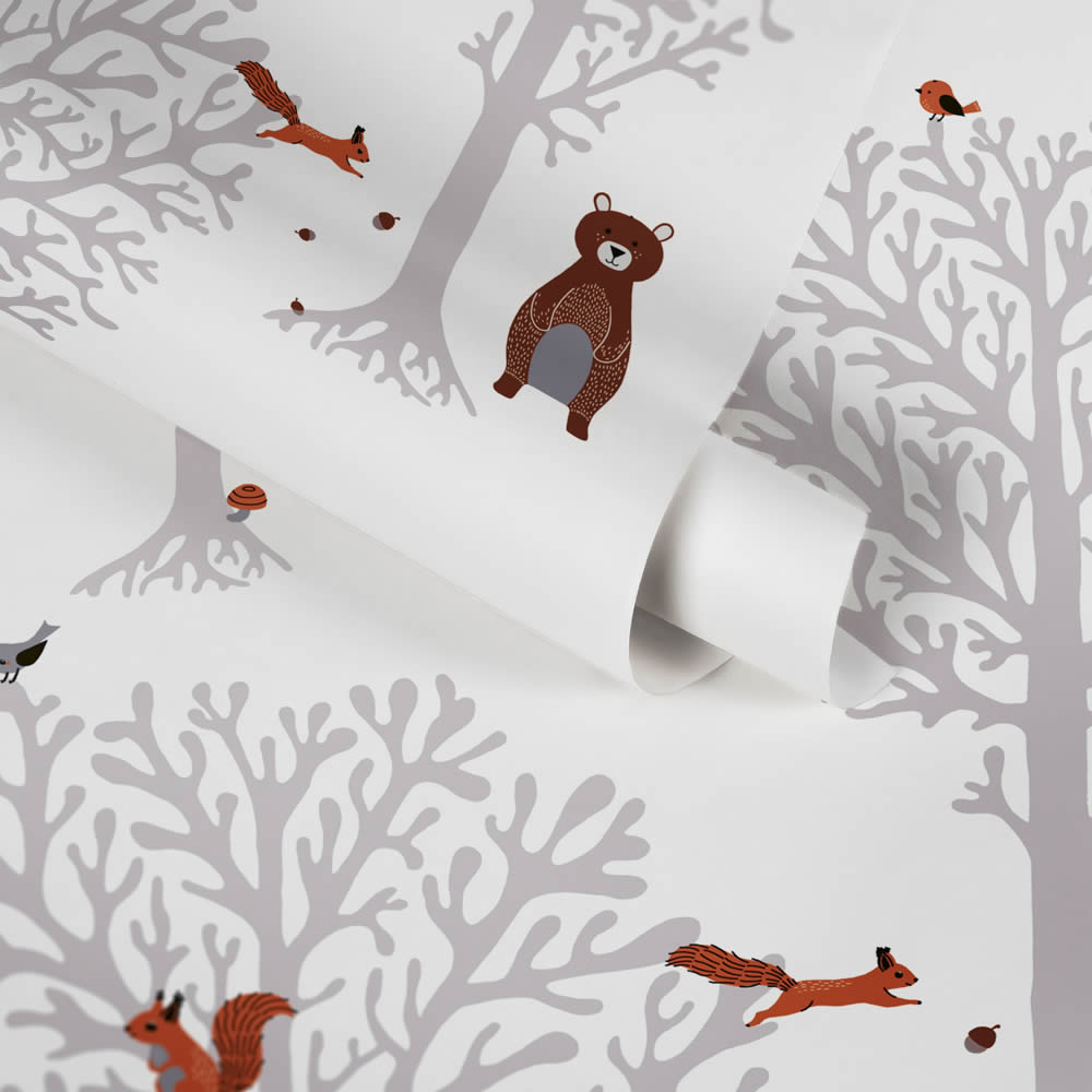 forest motifs and trees gray and white non-woven wallpaper Little Love AS Creation 381341-8-381341.1M