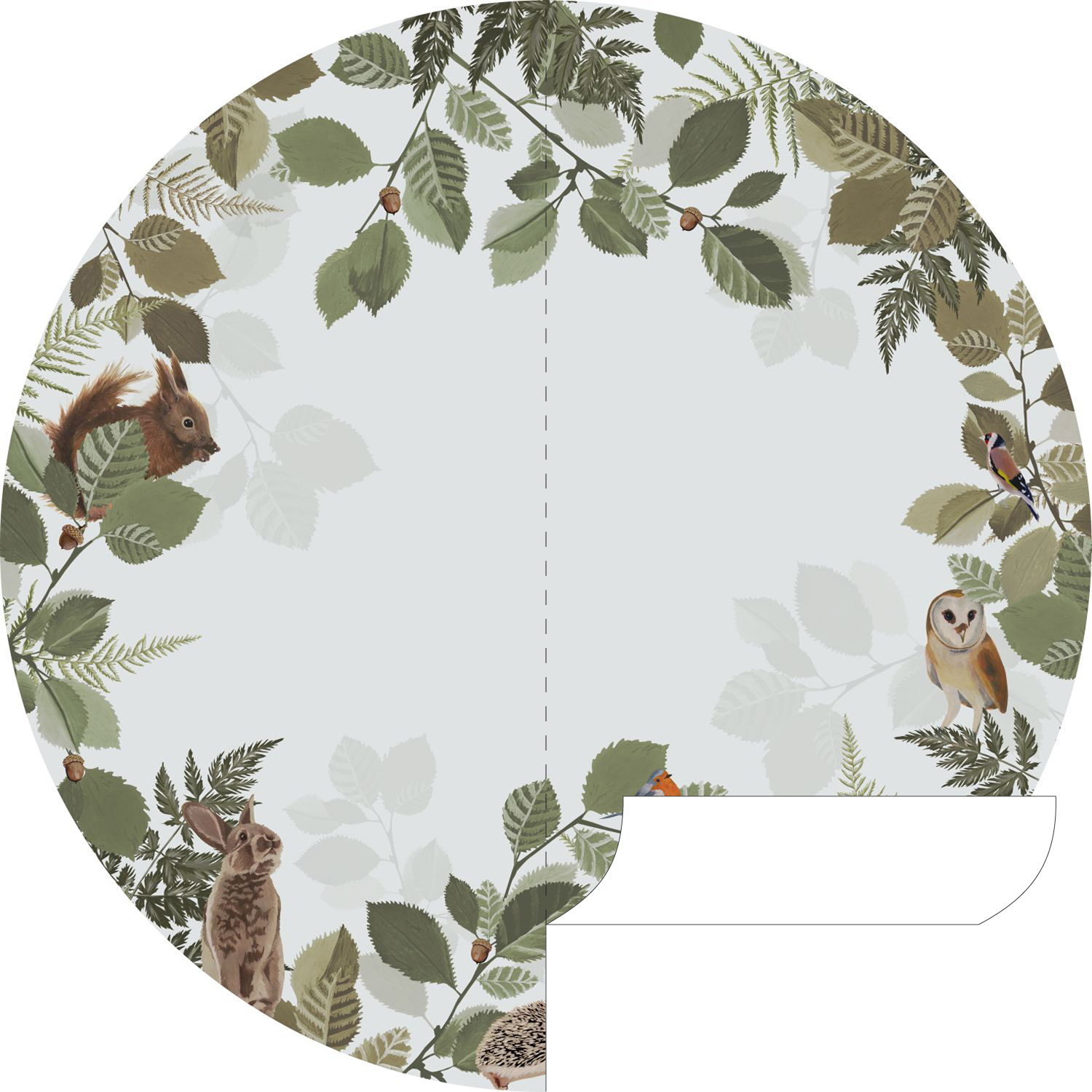 Wandbild Waldtiere Blätter rund grau grün 140 cm 159082