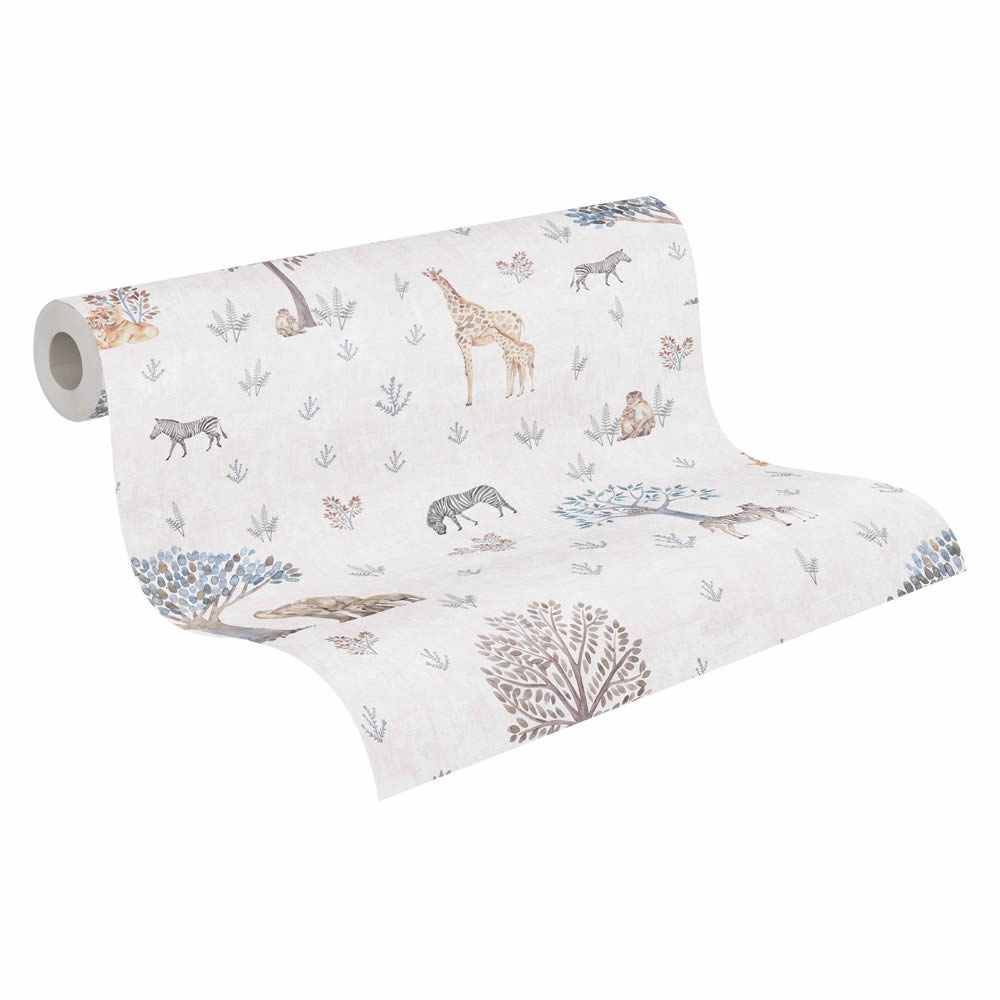Mustertapete Vlies Safari Zebra Elefant giraffe beige gelb grau 771761-8-771761