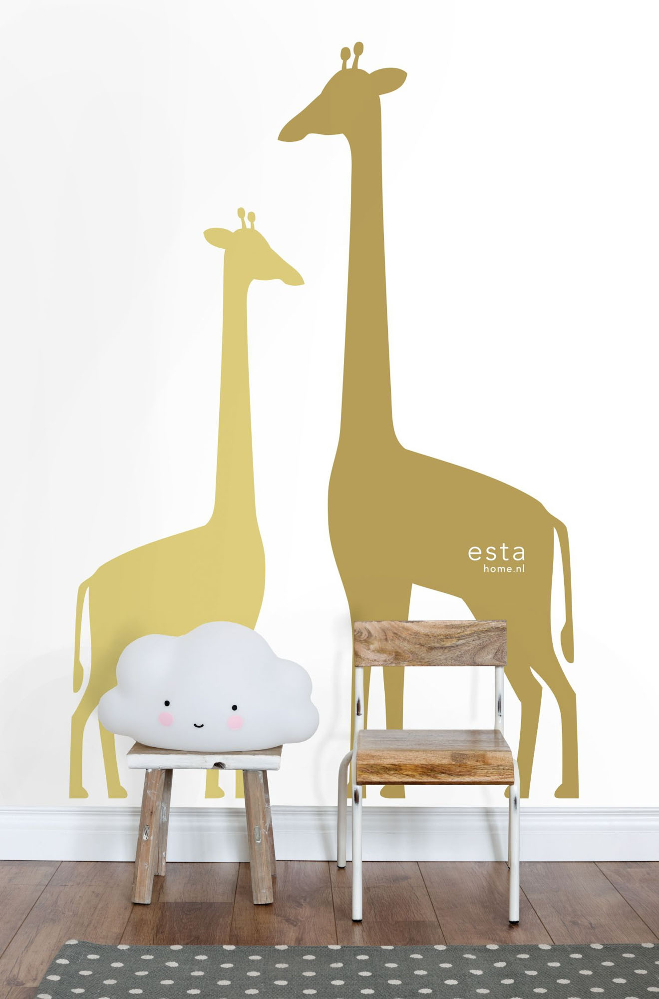 Wandbild Giraffen senfgelb weiß 150 x 279 cm 158925